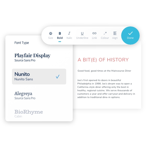 Graphical example of how you can adjust the typography and font size on your website